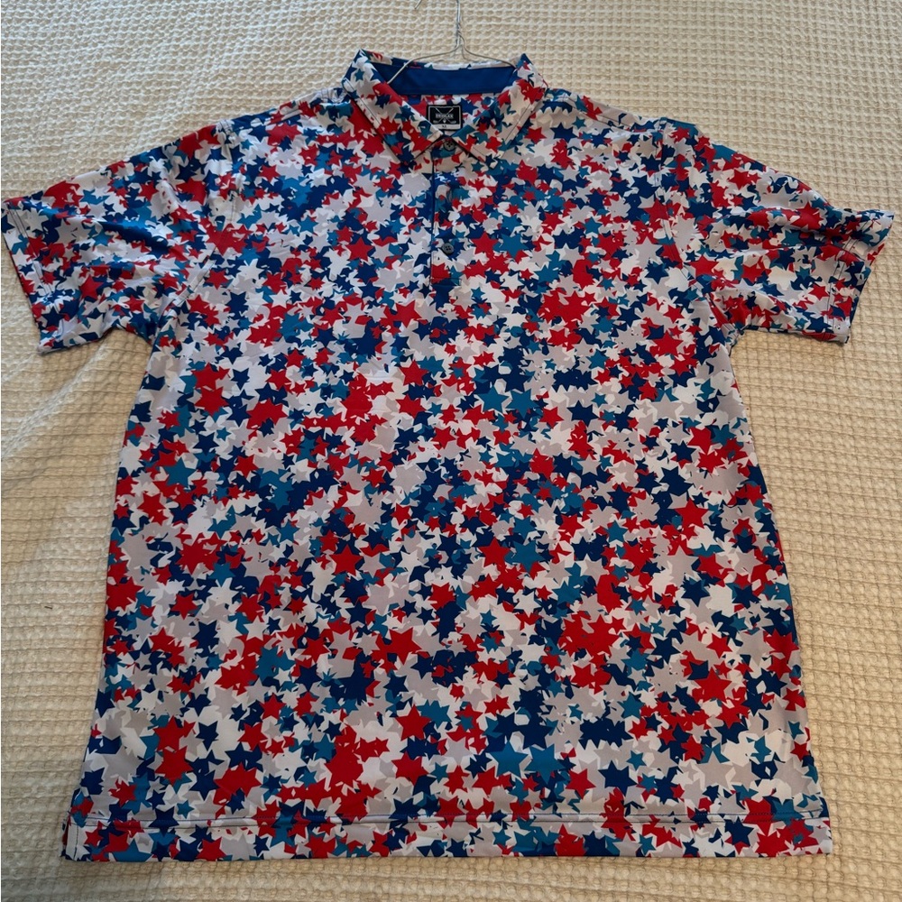 Men's Multicolor Star Pattern Golf Shirt